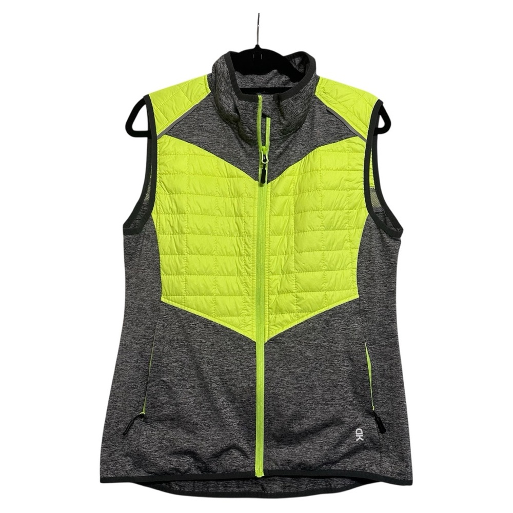Women’s Lightweight Golf Vest Large Neon Yellow Gray Zip Athletic Outdoor Layer